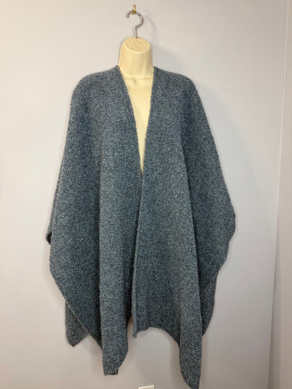 John Brannigan Brannigan Weavers Wool Sweater Poncho Blue O/S